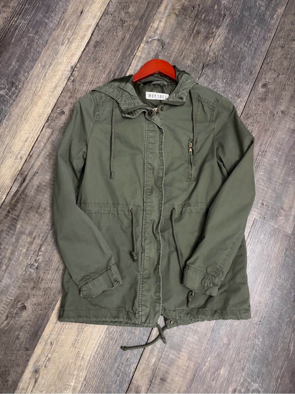 Olive Green Utility Anorak Jacket with Hood -